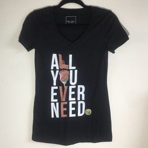 Black Graphic V-neck T-shirt